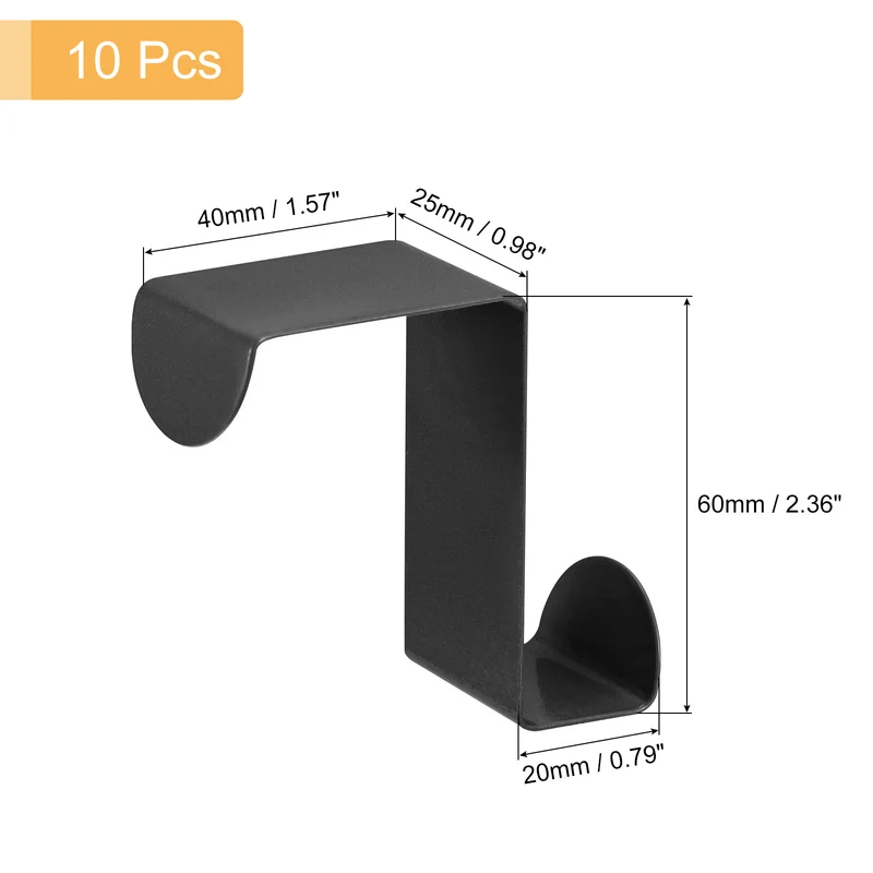 Over the Door Hooks, 10pcs - Stainless Steel Door Hangers Hooks, S-Shaped Double Hooks for Hanging Clothes, Hats, Towels (Black)