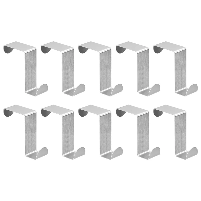 Over the Door Hooks, 10pcs - Stainless Steel Door Hangers Hooks, S-Shaped Double Hooks for Hanging Clothes, Hats, Towels (Silver)