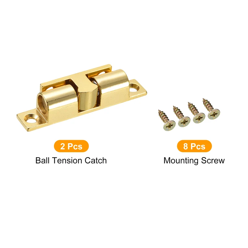 2Pcs 69.2mm Zinc Alloy Double Ball Tension Roller Catch for Cabinet Door Gold