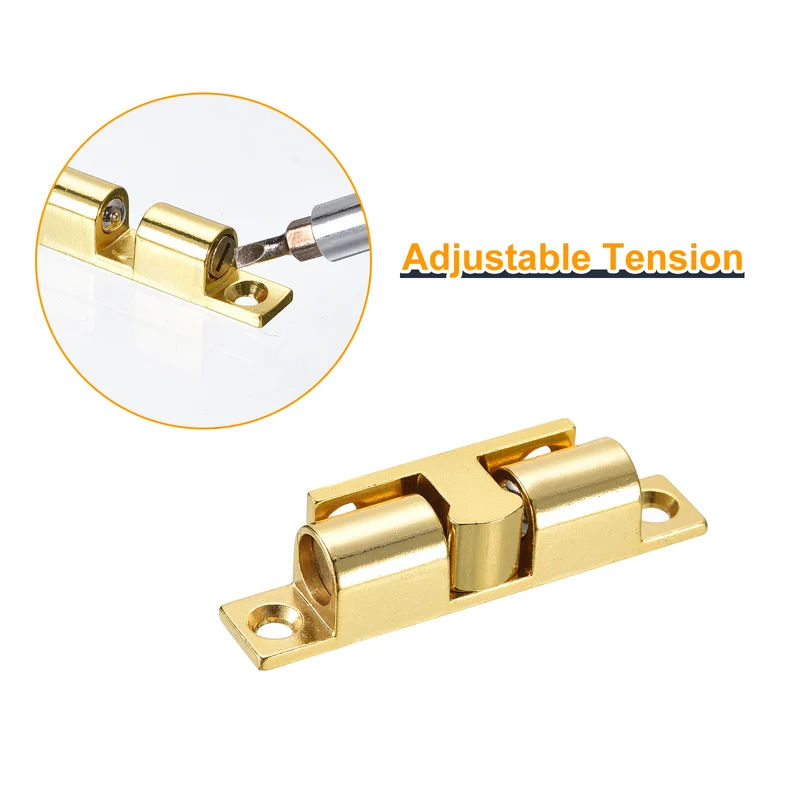 2Pcs 69.2mm Zinc Alloy Double Ball Tension Roller Catch for Cabinet Door Gold