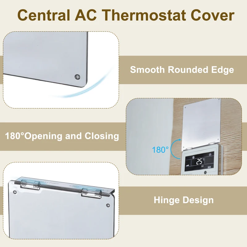 3Pcs 3-7/16" Central AC Thermostat Cover Panel Control Switch Cover, Clear Black