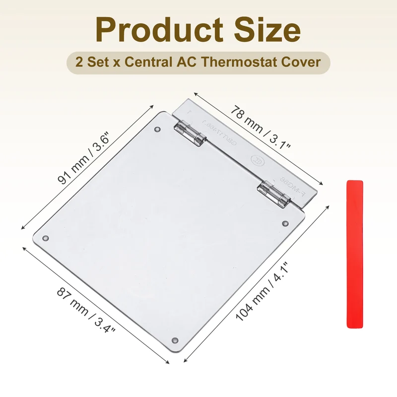 2Pcs 3-7/16" Central AC Thermostat Cover Panel Control Switch Cover, Clear Black