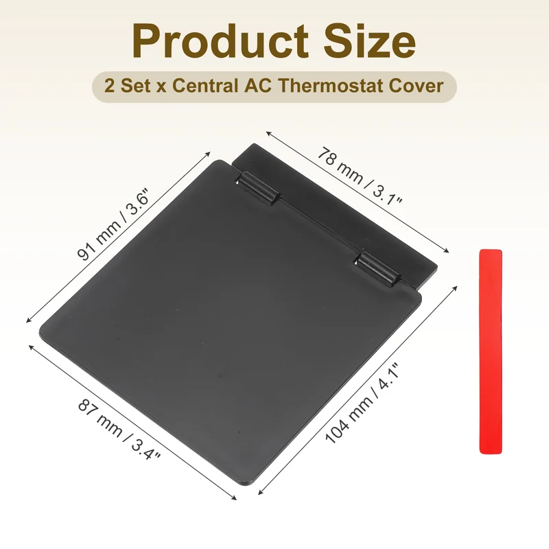 2Pcs 3-7/16" Central AC Thermostat Cover Panel Control Switch Protector, Black