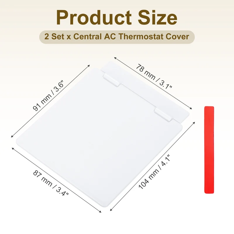 2Pcs 3-7/16" Central AC Thermostat Cover Panel Control Switch Protector, White