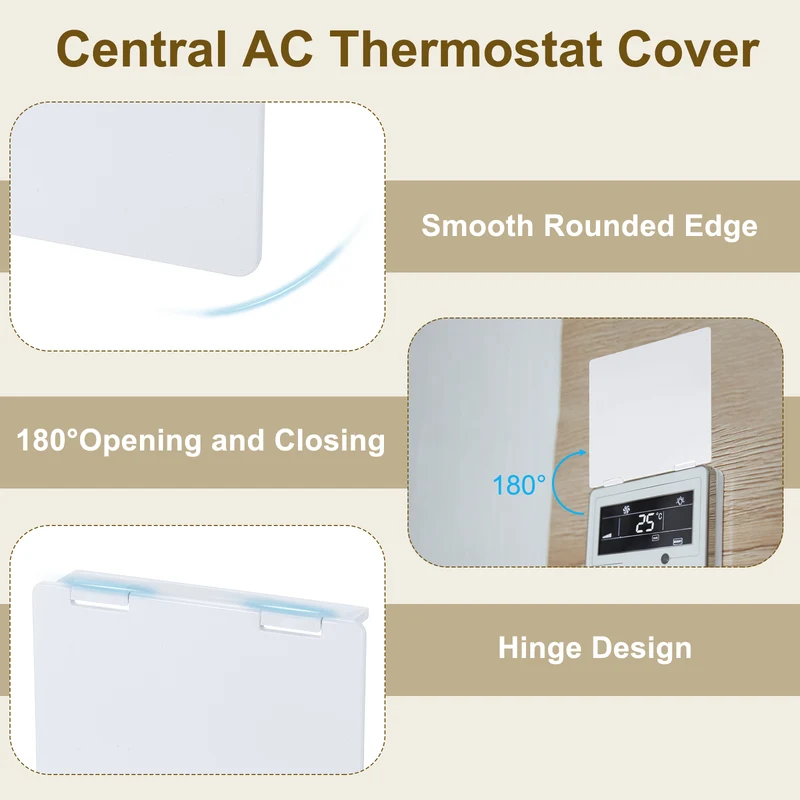 3-7/16" Central AC Thermostat Cover Panel AC Control Switch Protector, White