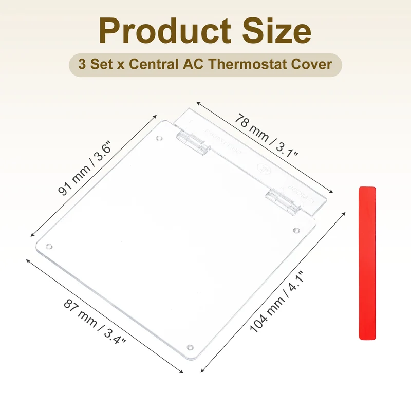 3Pcs 3-7/16" Central AC Thermostat Cover Panel Control Switch Protector, Clear