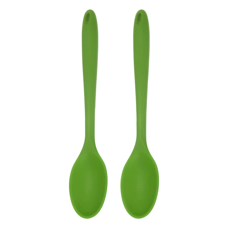 2Pcs Silicone Spoons Heat Resistant Cooking Utensil Mixing Spoon, Olive