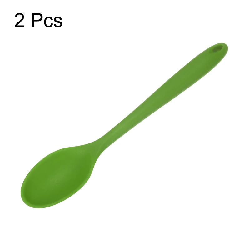 2Pcs Silicone Spoons Heat Resistant Cooking Utensil Mixing Spoon, Olive