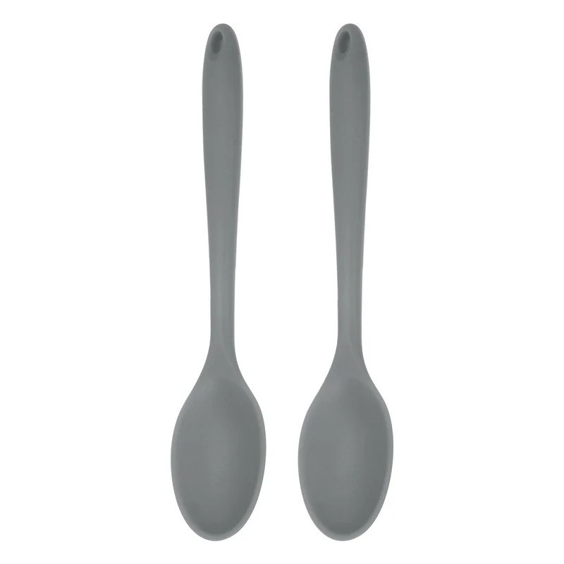 2Pcs Silicone Spoons Heat Resistant Cooking Utensil Mixing Spoon, Grey