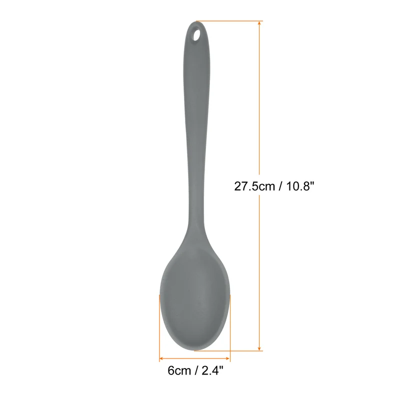 2Pcs Silicone Spoons Heat Resistant Cooking Utensil Mixing Spoon, Grey