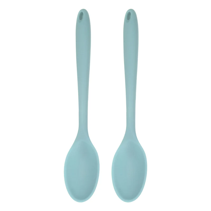 2Pcs Silicone Spoons Heat Resistant Cooking Utensil Mixing Spoon, Light Grey