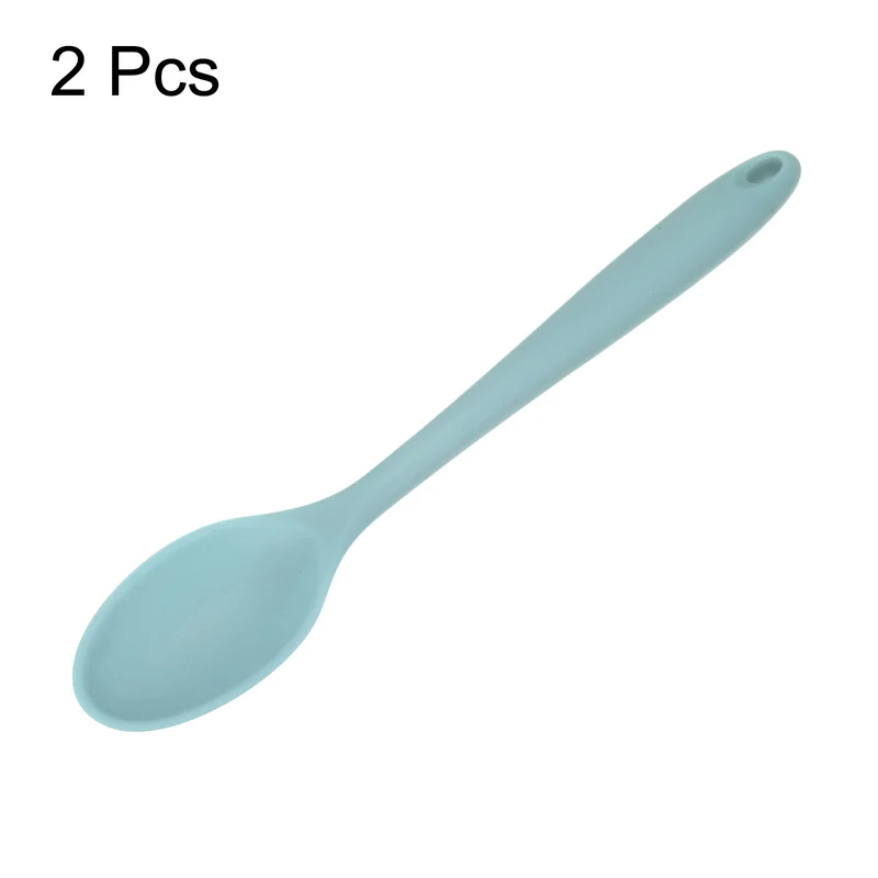 2Pcs Silicone Spoons Heat Resistant Cooking Utensil Mixing Spoon, Light Grey