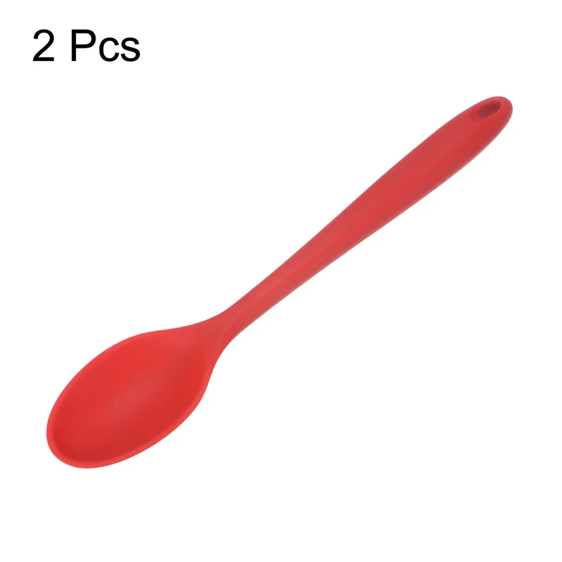 2Pcs Silicone Spoons Heat Resistant Cooking Utensil Mixing Spoon, Red
