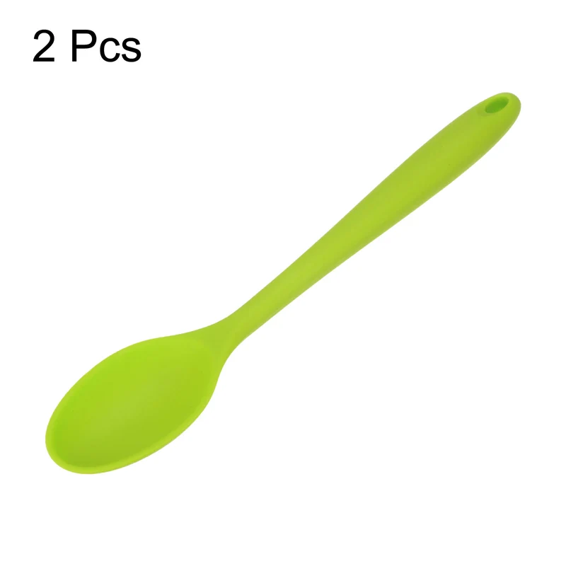 2Pcs Silicone Spoons Heat Resistant Cooking Utensil Mixing Spoon, Light Green