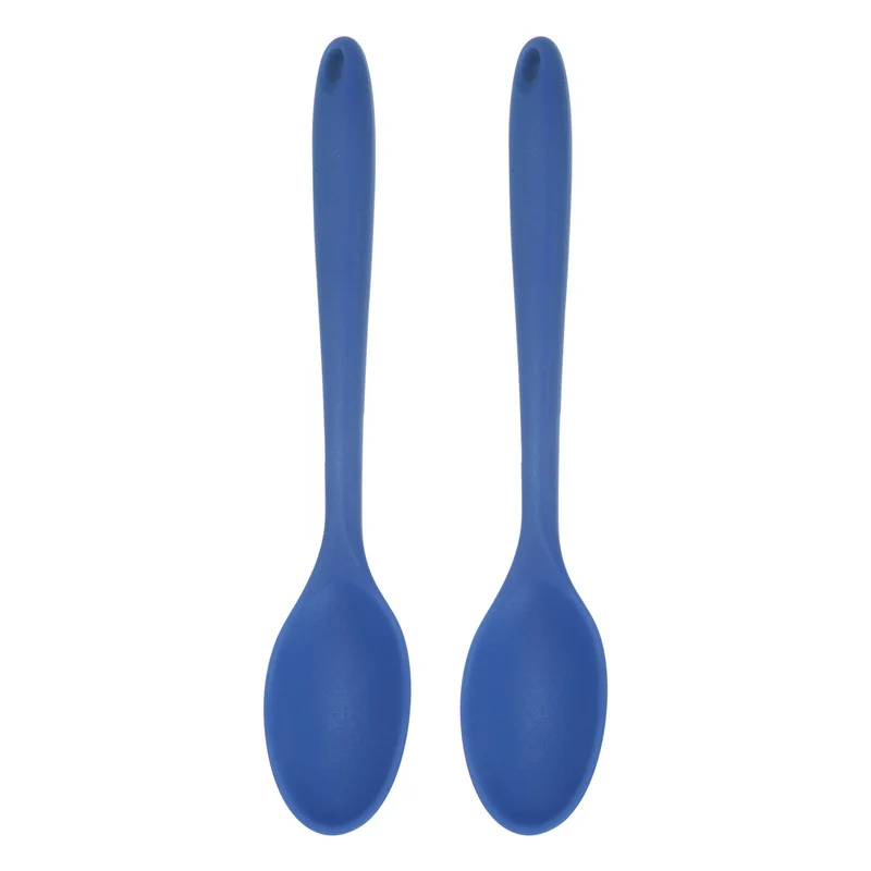 2Pcs Silicone Spoons Heat Resistant Cooking Utensil Mixing Spoon, Navy Blue