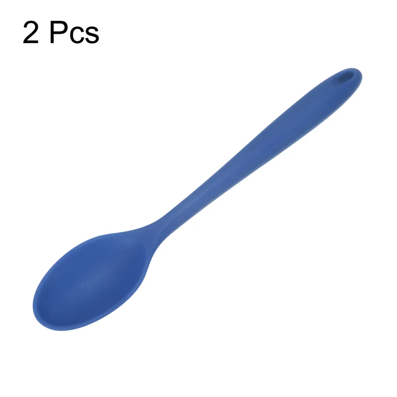 2Pcs Silicone Spoons Heat Resistant Cooking Utensil Mixing Spoon, Navy Blue