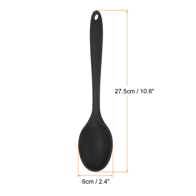 2Pcs Silicone Spoons Heat Resistant Cooking Utensil Mixing Spoon, Black