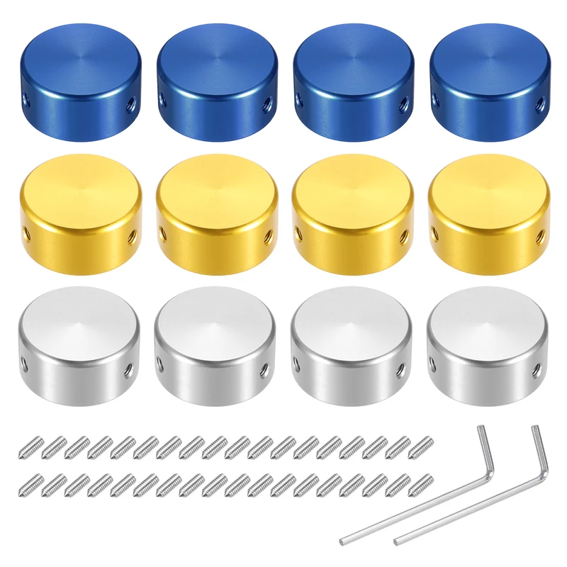 12 Pcs Footswitch Toppers Guitar Pedal Button Footswitch Cover Blue Gold Silver