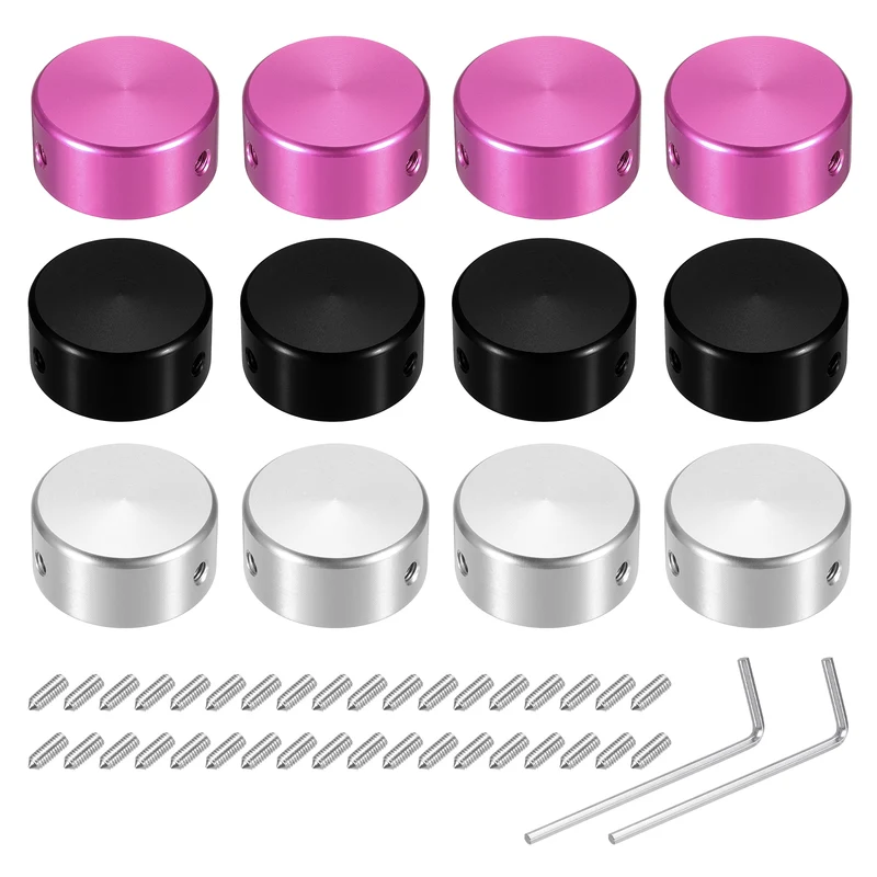 12 Pcs Footswitch Toppers Guitar Pedal Button Footswitch Cover Red Black Silver