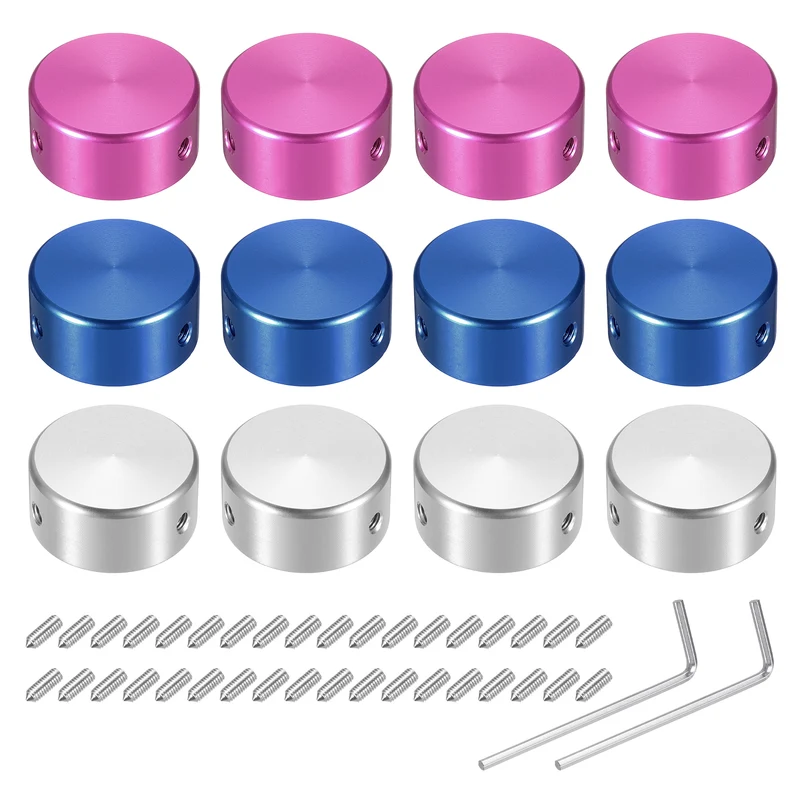 12 Pcs Footswitch Toppers Guitar Pedal Button Footswitch Cover Red Silver Blue