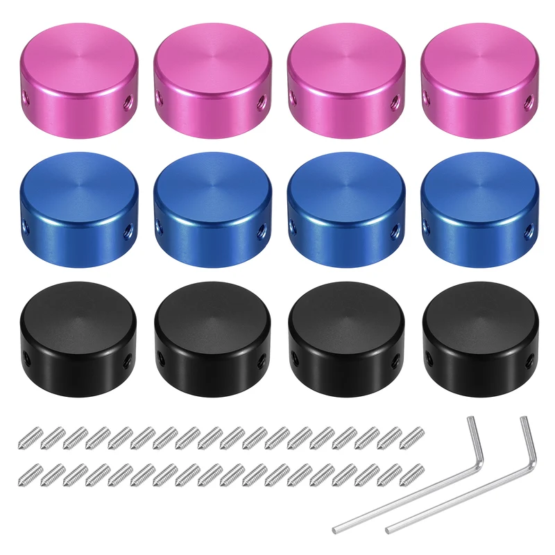 12 Pcs Footswitch Toppers Guitar Pedal Button Footswitch Cover Red Black Blue