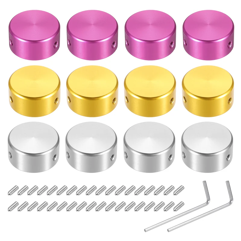 12 Pcs Footswitch Toppers Guitar Pedal Button Footswitch Cover Red Gold Silver