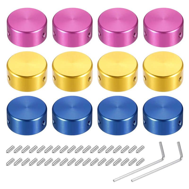 12 Pcs Footswitch Toppers Guitar Pedal Button Footswitch Cover Red Gold Blue