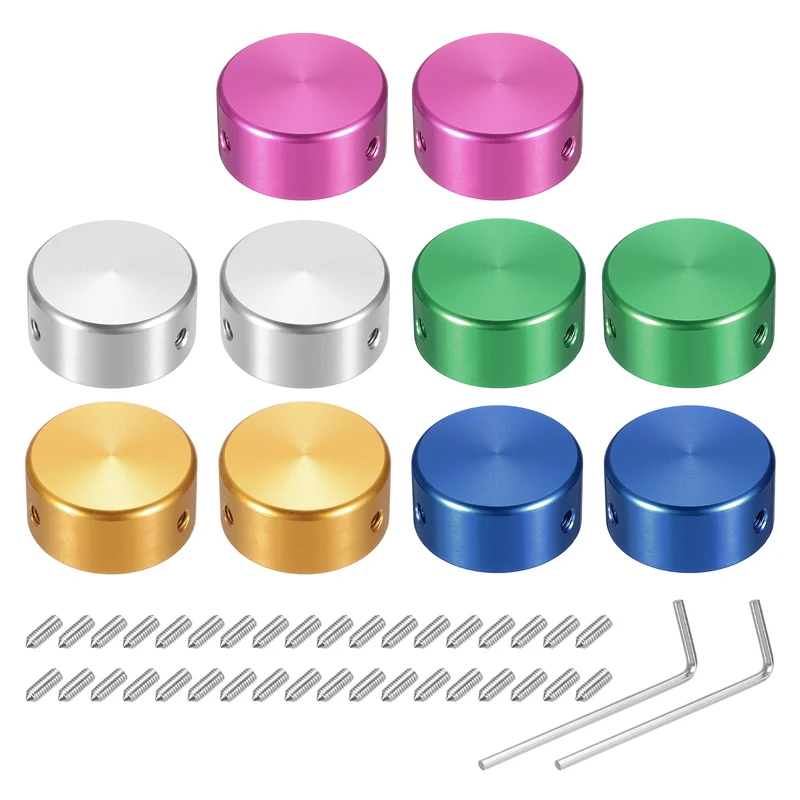 10 Pcs Footswitch Toppers Guitar Pedal Button Caps Red Yellow Blue Silver Green