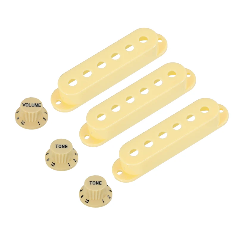 Guitar Control Knobs 1Volume 2Tone 3Pickup Covers Yellow with Black Characters
