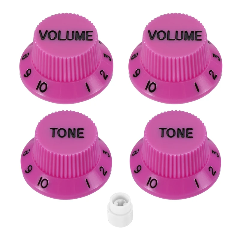 Guitar Control Knobs 2Volume 2Tone 1Switch Tip Purple with Black Characters