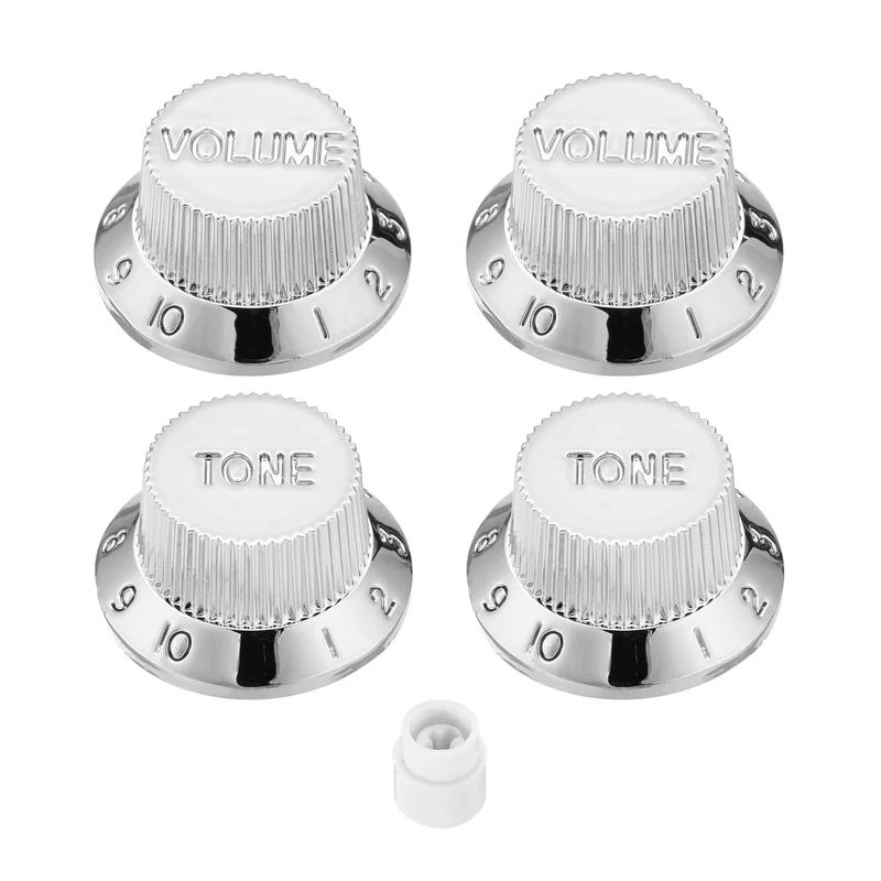 Guitar Control Knobs 2Volume 2Tone 1Switch Tip Silver