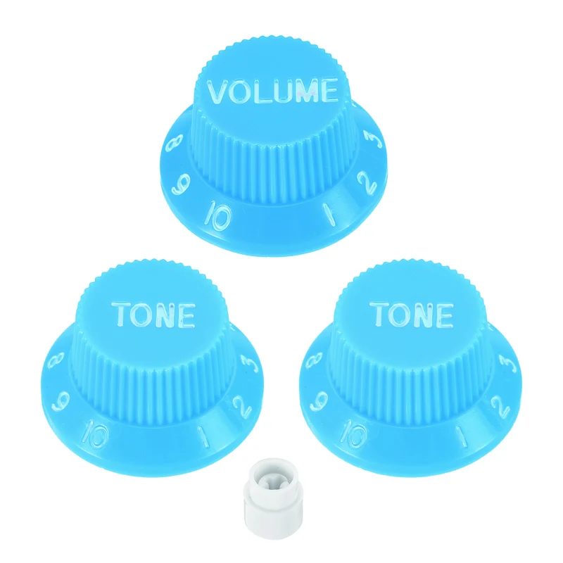 Guitar Control Knobs 2Volume 2Tone 1Switch Tip Sky Blue with White Characters