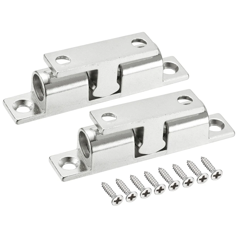2Pcs 69.2mm Zinc Alloy Double Ball Tension Roller Catch for Cabinet Door, Silver