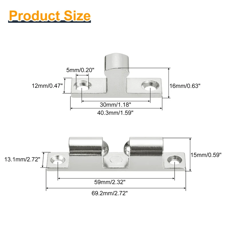2Pcs 69.2mm Zinc Alloy Double Ball Tension Roller Catch for Cabinet Door, Silver