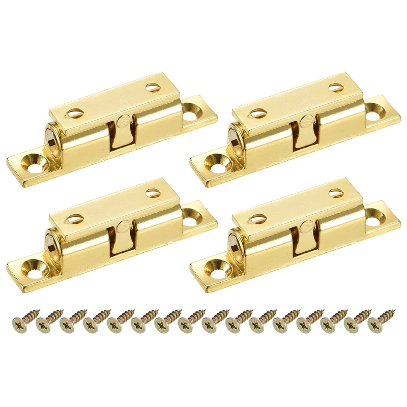 4Pcs 58.5mm Zinc Alloy Double Ball Tension Roller Catch for Cabinet Door, Gold