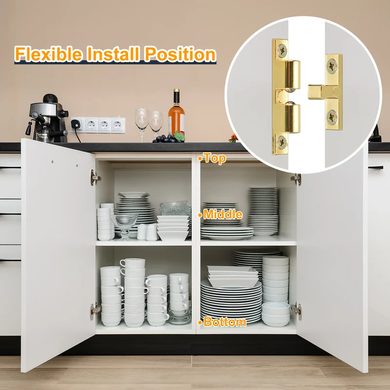 4Pcs 58.5mm Zinc Alloy Double Ball Tension Roller Catch for Cabinet Door, Gold