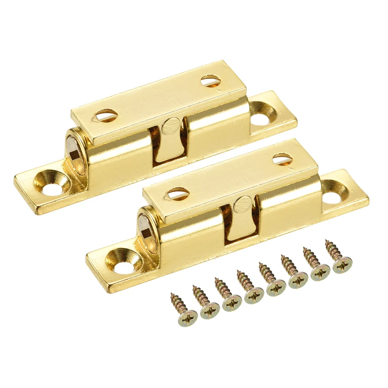 2Pcs 58.5mm Zinc Alloy Double Ball Tension Roller Catch for Cabinet Door Gold