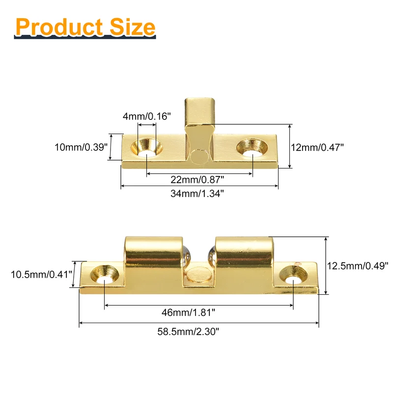 2Pcs 58.5mm Zinc Alloy Double Ball Tension Roller Catch for Cabinet Door Gold