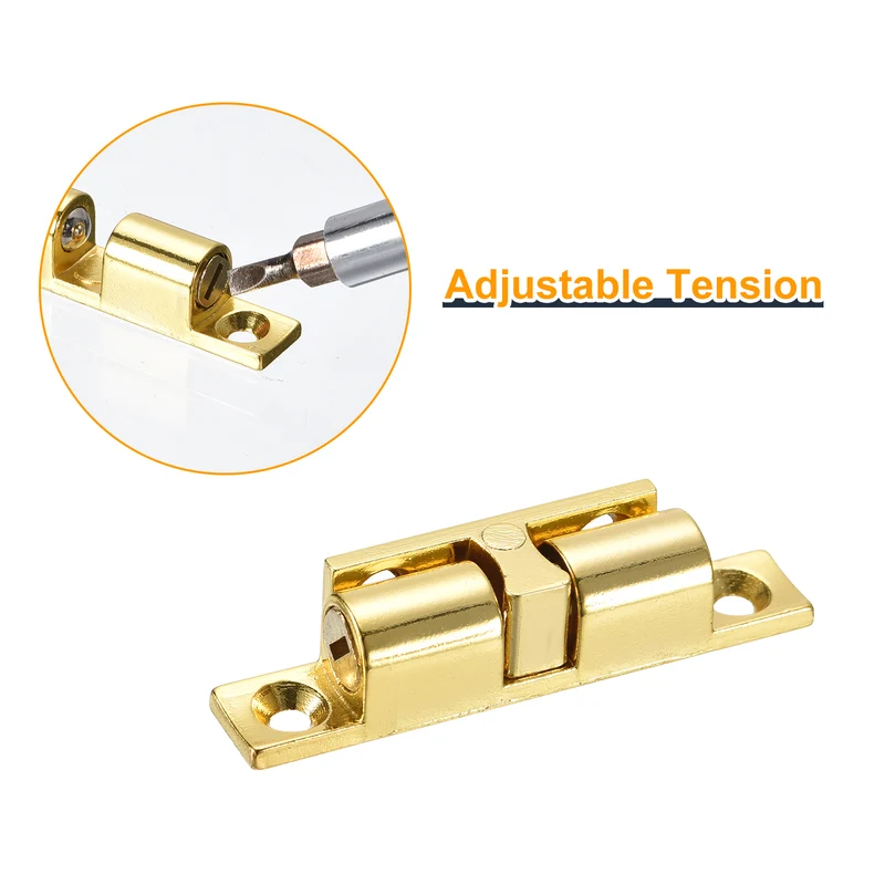 2Pcs 58.5mm Zinc Alloy Double Ball Tension Roller Catch for Cabinet Door Gold