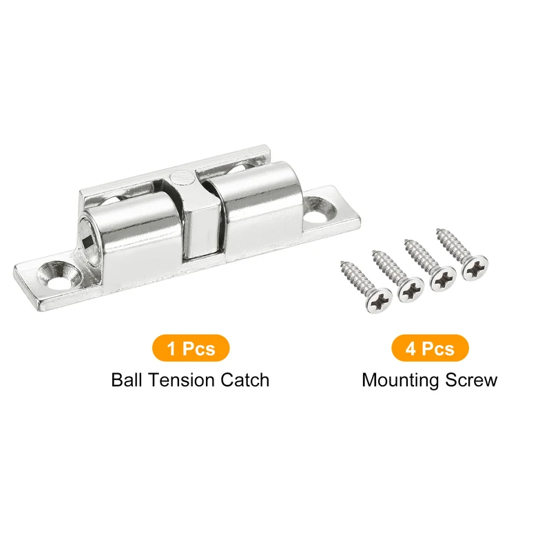 58.5mm Zinc Alloy Double Ball Tension Roller Catch for Cabinet Door Silver