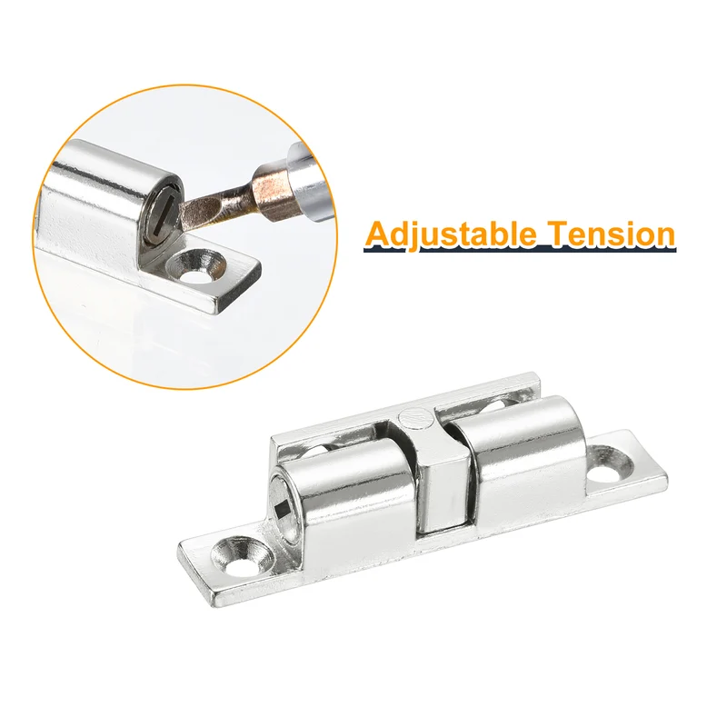 58.5mm Zinc Alloy Double Ball Tension Roller Catch for Cabinet Door Silver