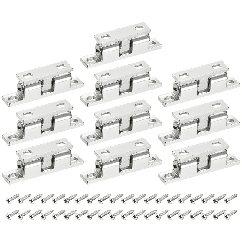 10Pcs 49mm Zinc Alloy Double Ball Tension Roller Catch for Cabinet Door Silver