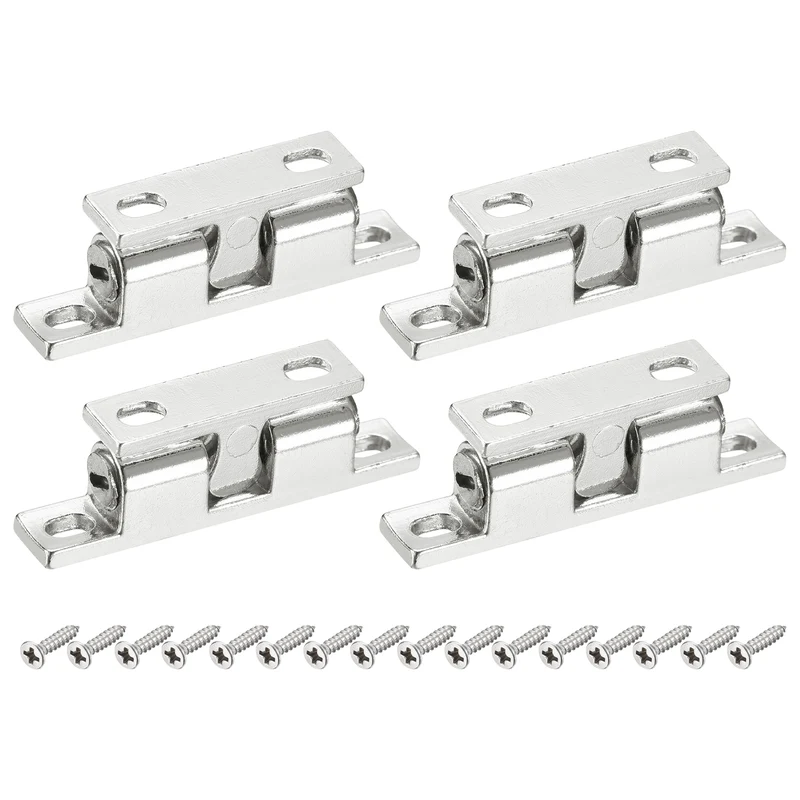 4Pcs 49mm Zinc Alloy Double Ball Tension Roller Catch for Cabinet Door Silver