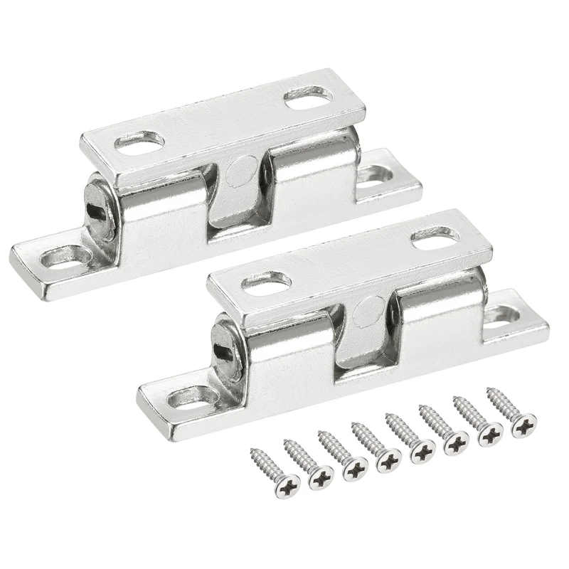 2Pcs 49mm Zinc Alloy Double Ball Tension Roller Catch for Cabinet Door, Silver