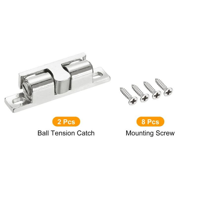 2Pcs 49mm Zinc Alloy Double Ball Tension Roller Catch for Cabinet Door, Silver