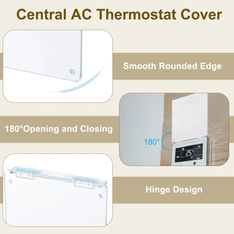 3-7/16" Central AC Thermostat Cover Panel AC Control Switch Protector, Clear