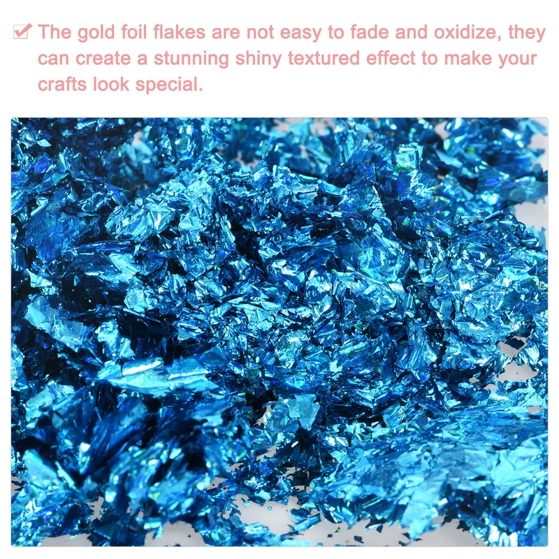 Gold Foil Flakes for Resin, 3g Metallic Foil Flakes for Nail Art, Sky Blue