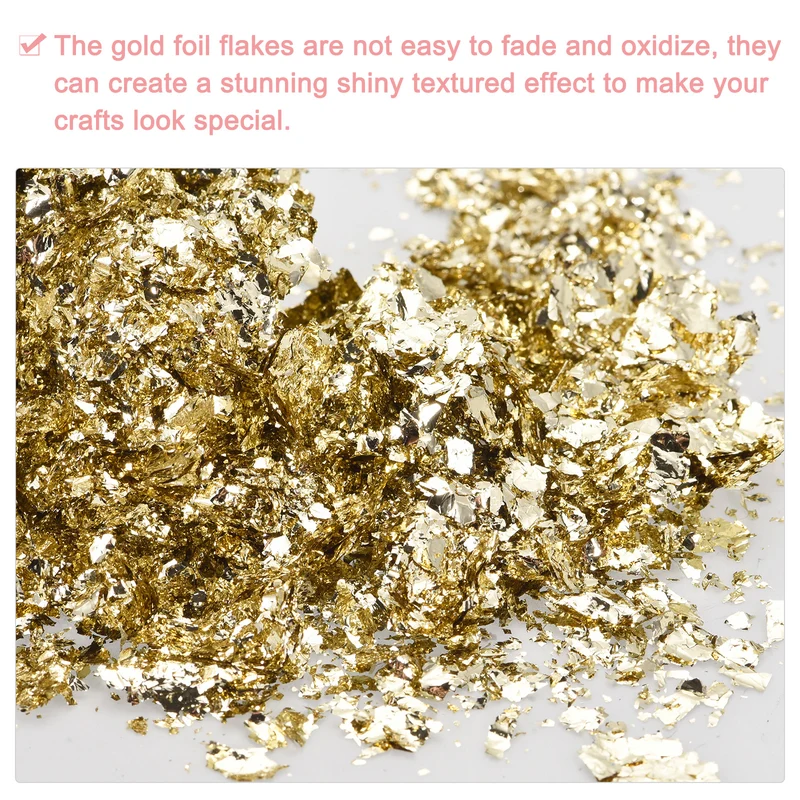Gold Foil Flakes for Resin, 3g Metallic Foil Flakes for Nail Art, Dark Gold