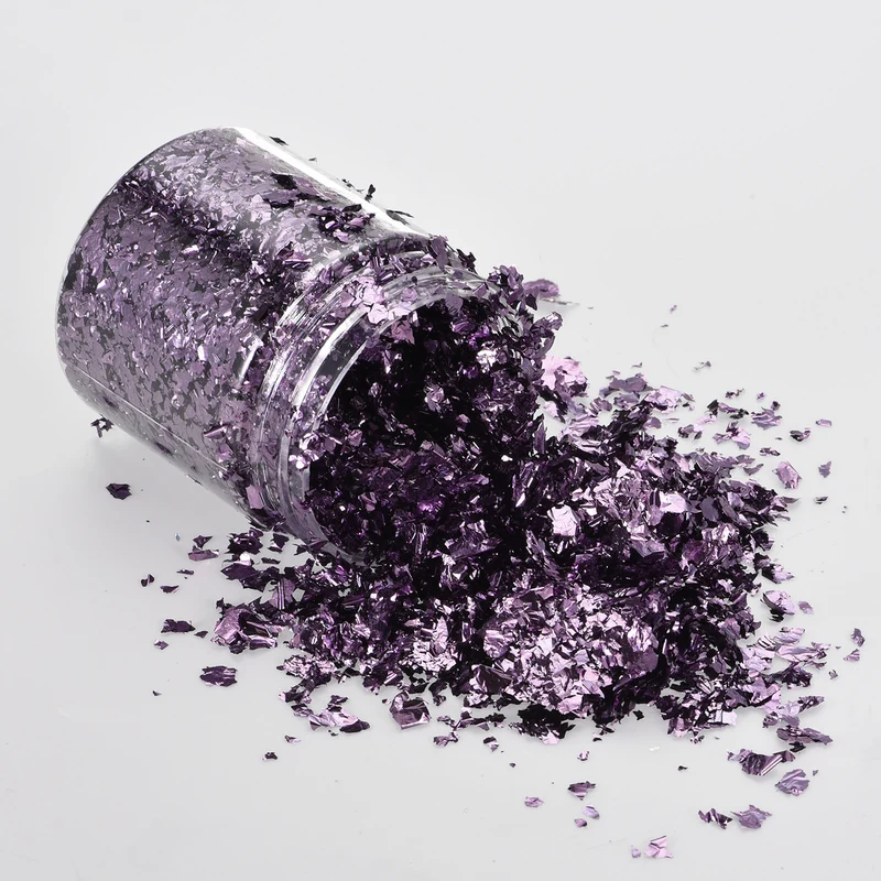 Gold Foil Flakes for Resin, 3g Metallic Foil Flakes for Nail Art, Purple Purple