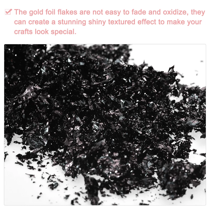 Gold Foil Flakes for Resin, 3g Metallic Foil Flakes for Nail Art, Black